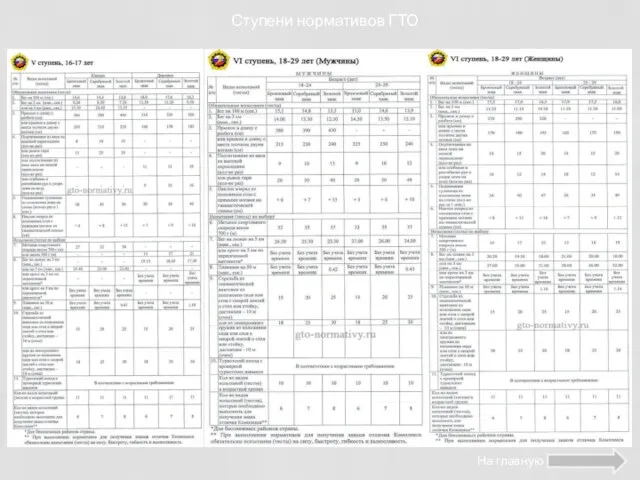 Ступени нормативов ГТО На главную