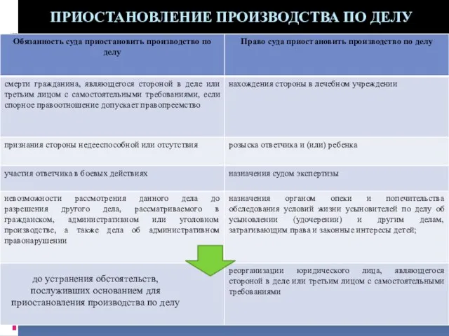 ПРИОСТАНОВЛЕНИЕ ПРОИЗВОДСТВА ПО ДЕЛУ до устранения обстоятельств, послуживших основанием для приостановления производства по делу