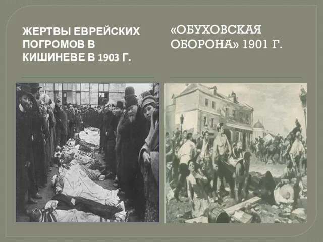 ЖЕРТВЫ ЕВРЕЙСКИХ ПОГРОМОВ В КИШИНЕВЕ В 1903 Г. «ОБУХОВСКАЯ ОБОРОНА» 1901 Г.