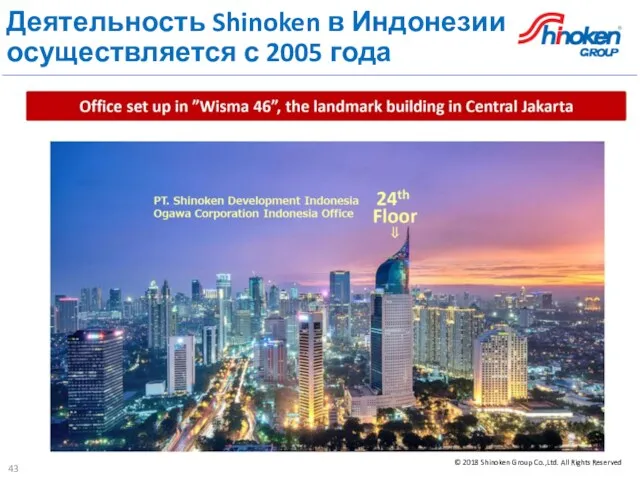 Деятельность Shinoken в Индонезии осуществляется с 2005 года