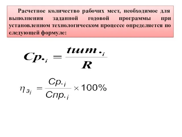 Расчетное количество рабочих мест, необходимое для выполнения заданной годовой программы при установленном технологическом