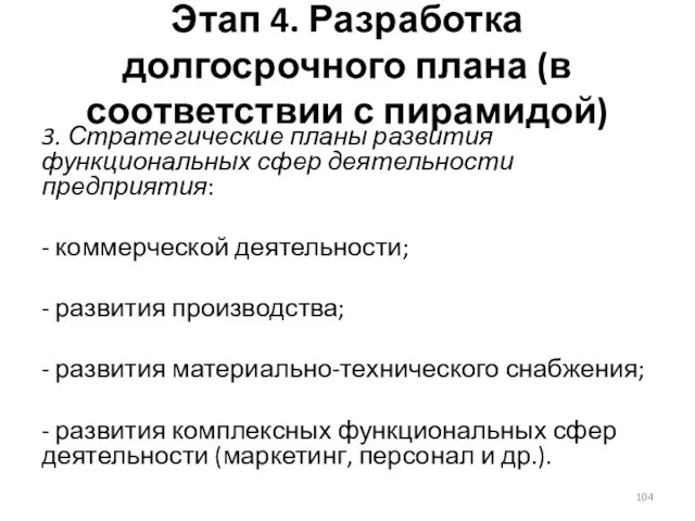 Этап 4. Разработка долгосрочного плана (в соответствии с пирамидой) 3.