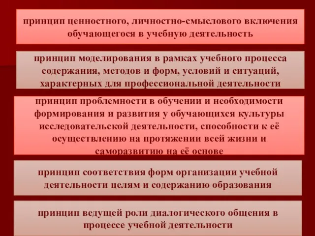 принцип ценностного, личностно-смыслового включения обучающегося в учебную деятельность принцип моделирования