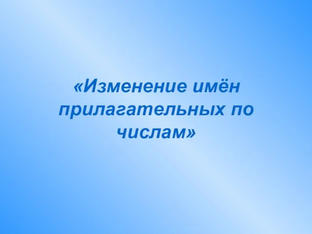 «Изменение имён прилагательных по числам»