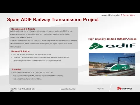 Spain ADIF Railway Transmission Project Benefits Huawei Solution Background &
