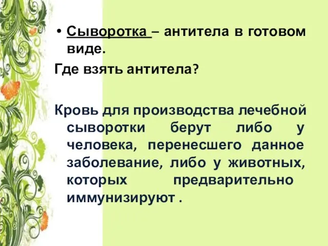 Сыворотка – антитела в готовом виде. Где взять антитела? Кровь