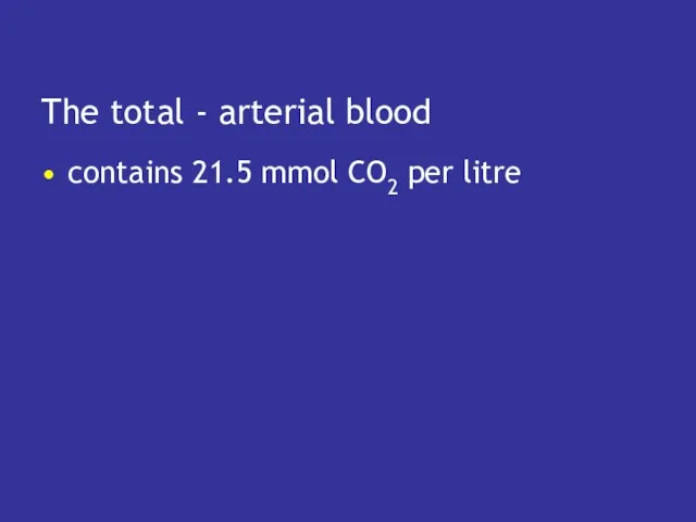 The total - arterial blood contains 21.5 mmol CO2 per litre