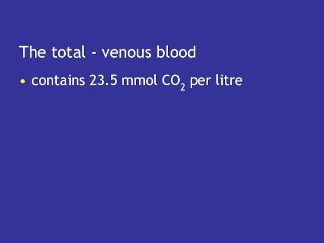 The total - venous blood contains 23.5 mmol CO2 per litre