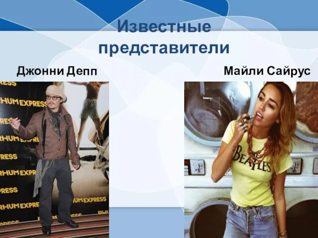 Известные представители Джонни Депп Майли Сайрус