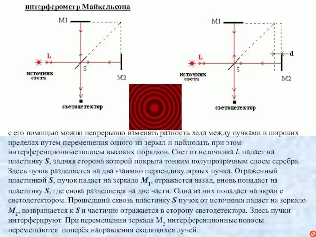 интерферометр Майкельсона с его помощью можно непрерывно изменять разность хода