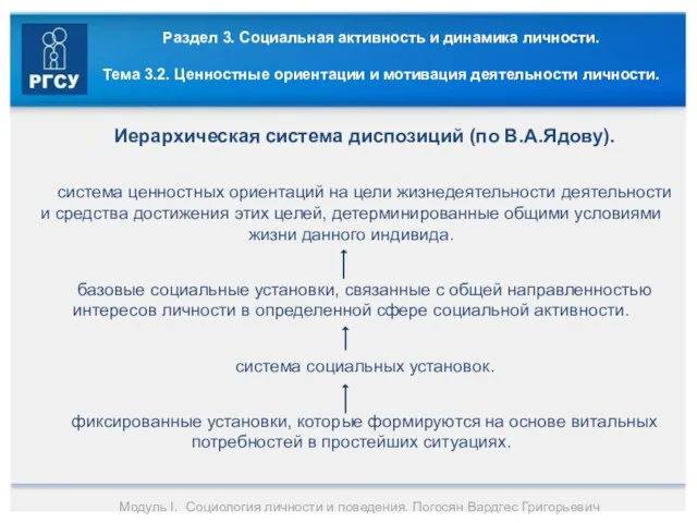 Раздел 3. Социальная активность и динамика личности. Тема 3.2. Ценностные