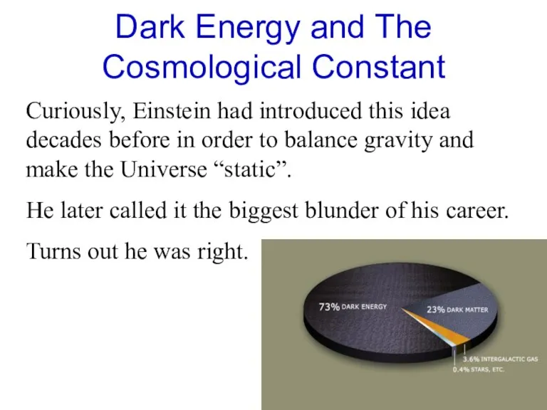Dark Energy and The Cosmological Constant Curiously, Einstein had introduced