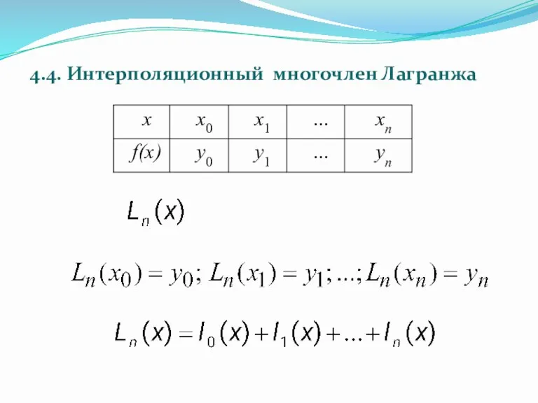 4.4. Интерполяционный многочлен Лагранжа