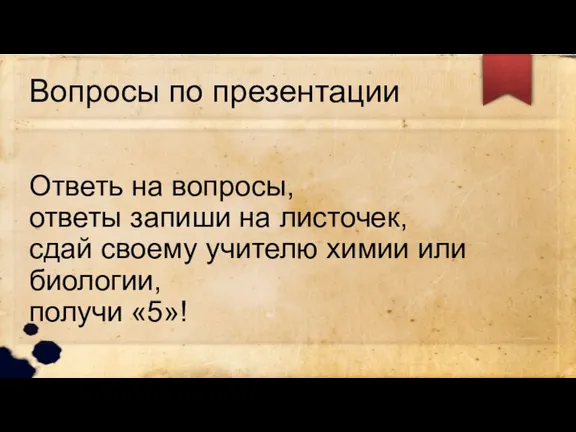 Вопросы по презентации Ответь на вопросы, ответы запиши на листочек, сдай своему учителю