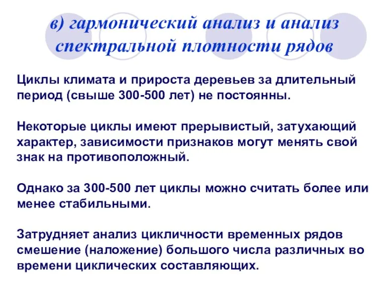 в) гармонический анализ и анализ спектральной плотности рядов Циклы климата