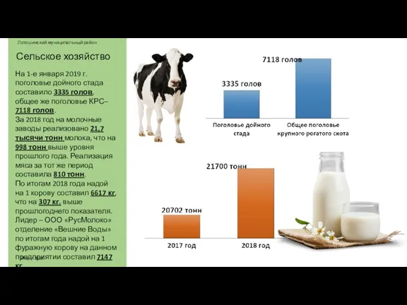 Лотошинский муниципальный район Итоги 2018 Сельское хозяйство На 1-е января