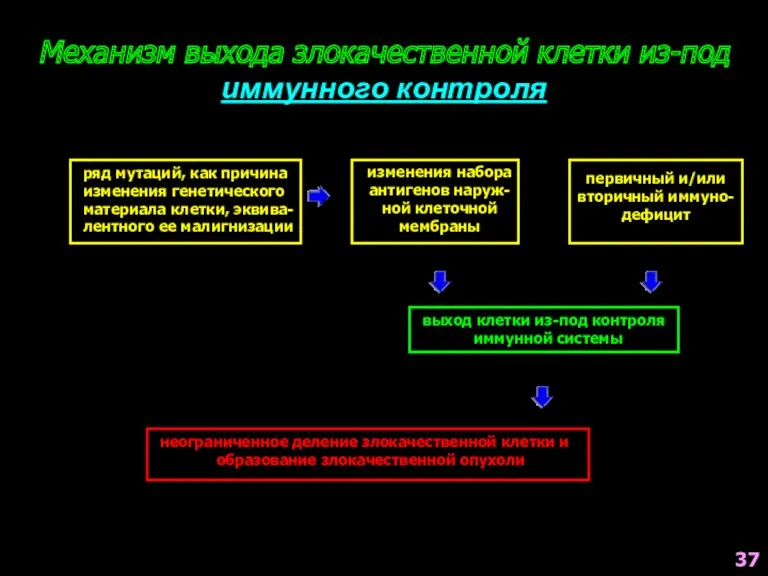 Механизм выхода злокачественной клетки из-под иммунного контроля ряд мутаций, как