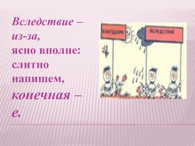 Вследствие – из-за, ясно вполне: слитно напишем, конечная – е.