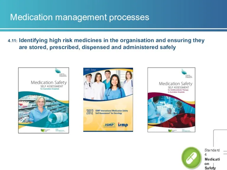 Medication management processes 4.11: Identifying high risk medicines in the organisation and ensuring