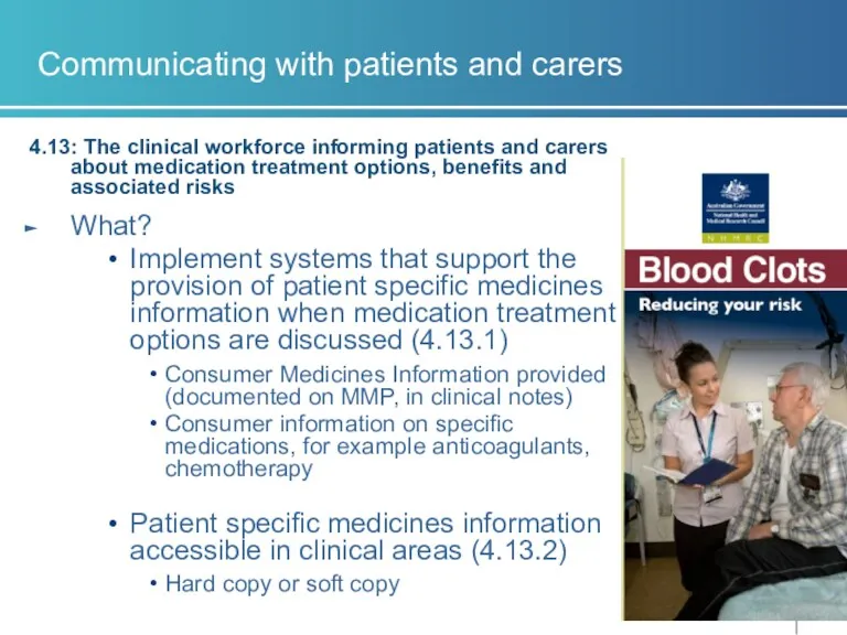Communicating with patients and carers 4.13: The clinical workforce informing patients and carers