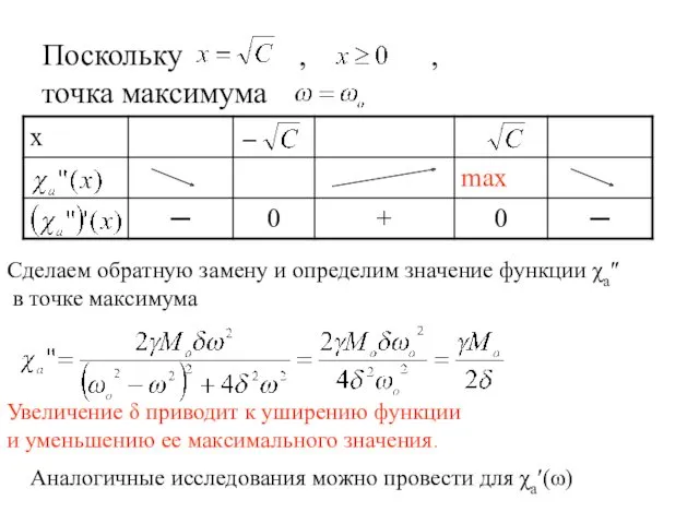 Поскольку , , точка максимума Сделаем обратную замену и определим