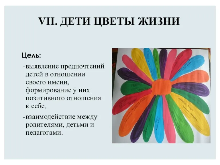 Цель: выявление предпочтений детей в отношении своего имени, формирование у