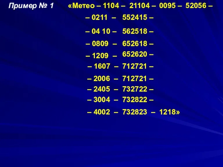 Пример № 1 «Метео – 1104 – 21104 – 0095