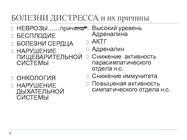 БОЛЕЗНИ ДИСТРЕССА и их причины НЕВРОЗЫ……причина БЕСПЛОДИЕ БОЛЕЗНИ СЕРДЦА НАРУШЕНИЕ