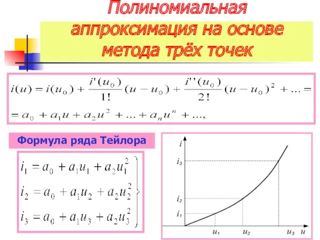 Полиномиальная аппроксимация на основе метода трёх точек Формула ряда Тейлора