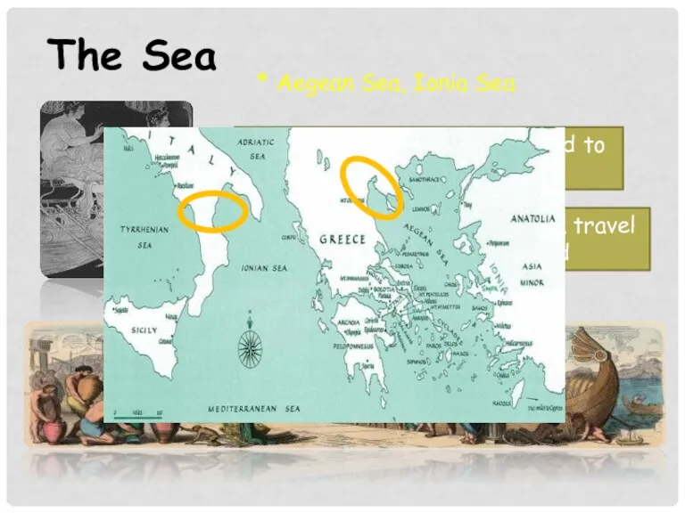 The Sea * Aegean Sea, Ionia Sea -> Important routes