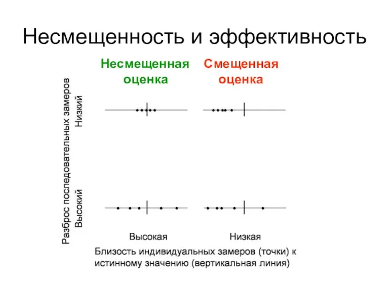 Несмещенность и эффективность Несмещенная Смещенная оценка оценка