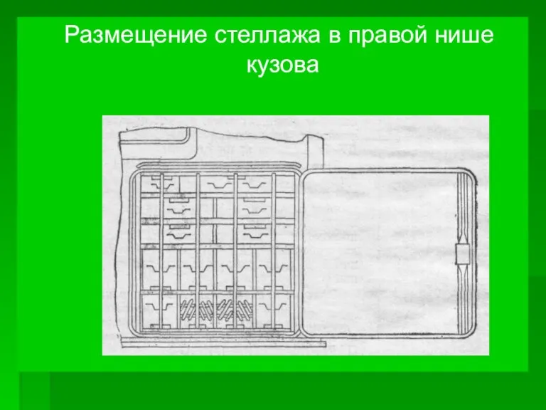 Размещение стеллажа в правой нише кузова