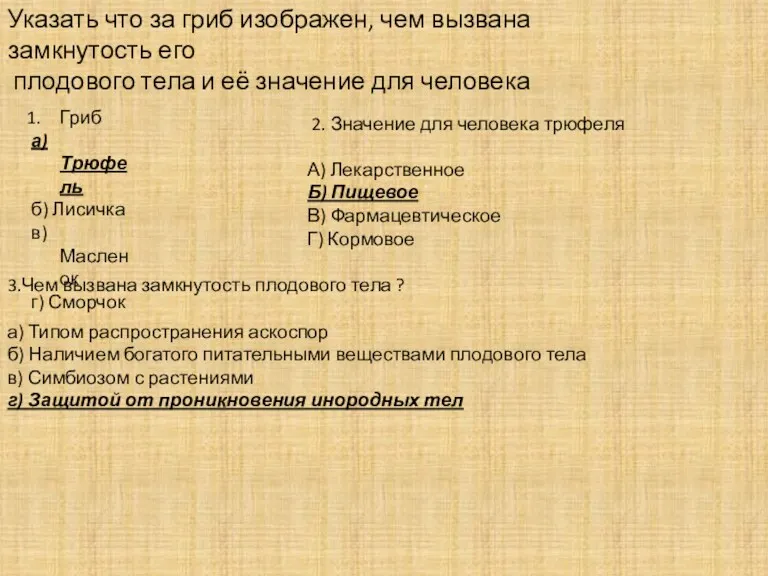 Указать что за гриб изображен, чем вызвана замкнутость его плодового