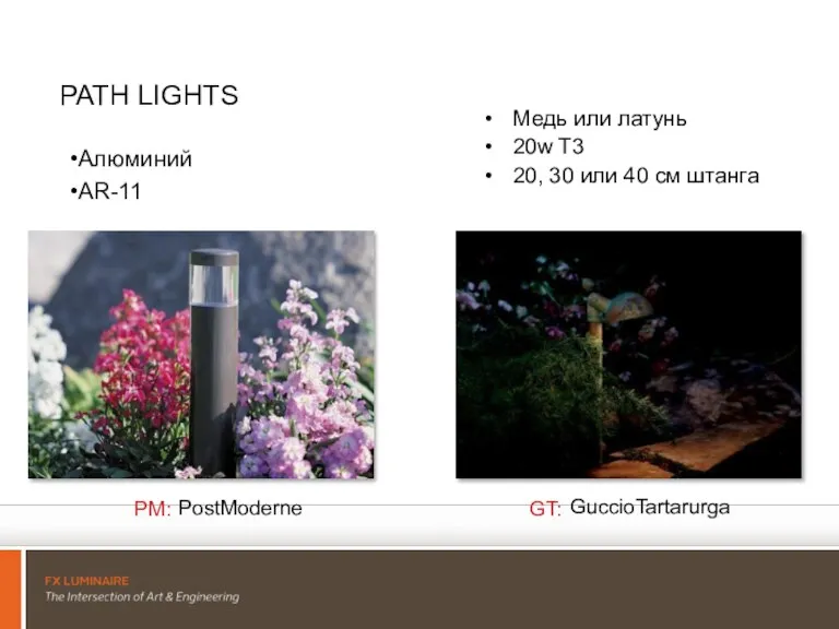 PATH LIGHTS Алюминий AR-11 Медь или латунь 20w T3 20, 30 или 40