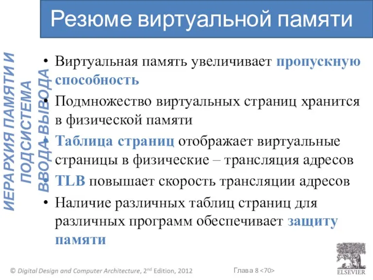 Виртуальная память увеличивает пропускную способность Подмножество виртуальных страниц хранится в