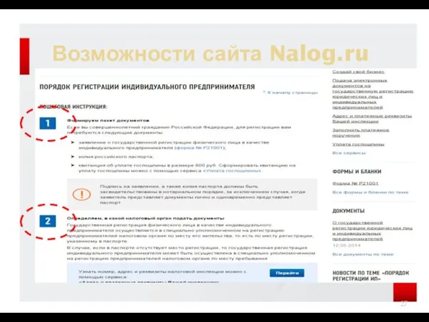 Возможности сайта Nalog.ru