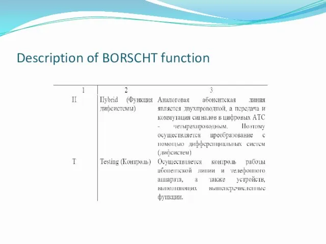 Description of BORSCHT function