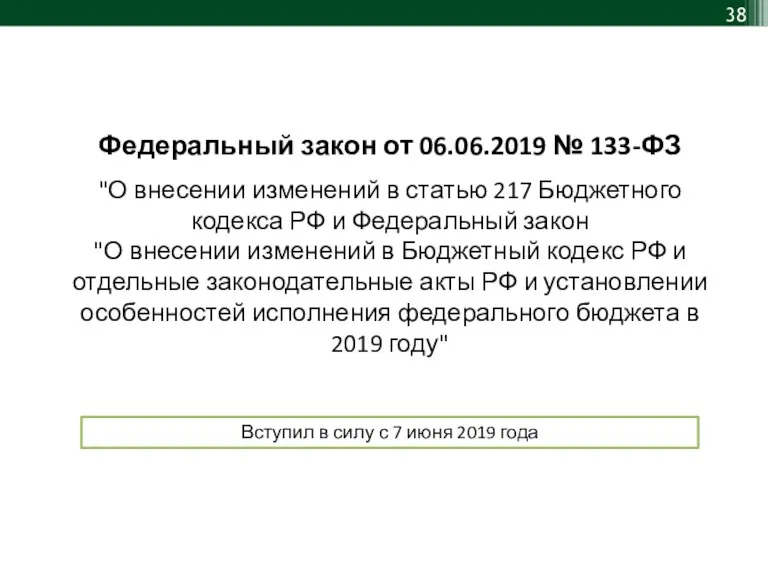 Федеральный закон от 06.06.2019 № 133-ФЗ "О внесении изменений в