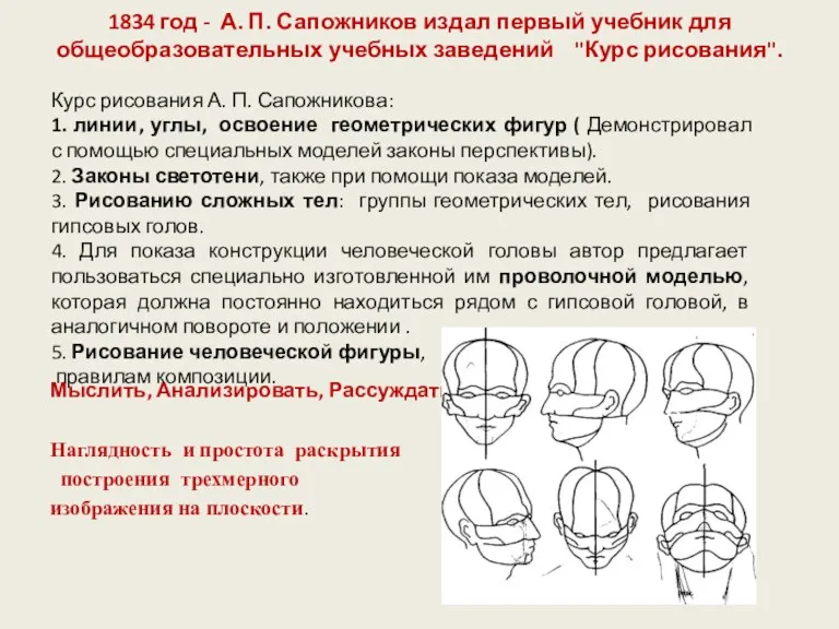 1834 год - А. П. Сапожников издал первый учебник для общеобразовательных учебных заведений