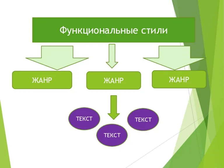 Функциональные стили ЖАНР ТЕКСТ ЖАНР ЖАНР ТЕКСТ ТЕКСТ