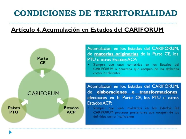 Artículo 4. Acumulación en Estados del CARIFORUM Acumulación en los