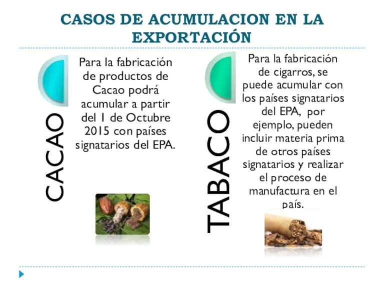 CASOS DE ACUMULACION EN LA EXPORTACIÓN