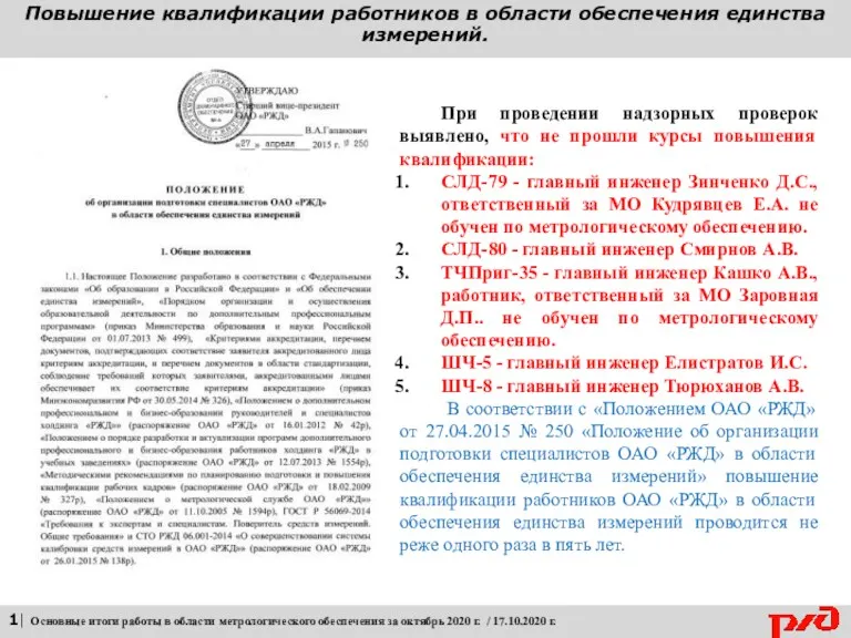 Повышение квалификации работников в области обеспечения единства измерений. 1| Основные