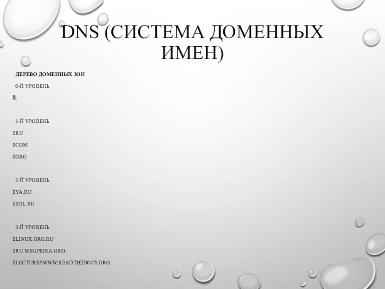 DNS (СИСТЕМА ДОМЕННЫХ ИМЕН) ДЕРЕВО ДОМЕННЫХ ЗОН 0-Й УРОВЕНЬ .