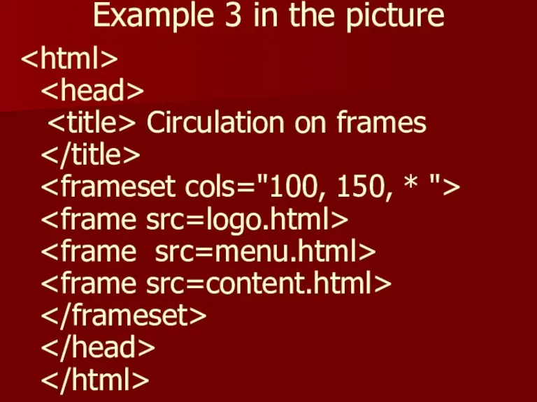 Example 3 in the picture Circulation on frames