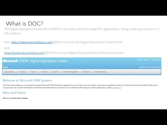 The Digital Operations Center Portal (DOC) is an online portal