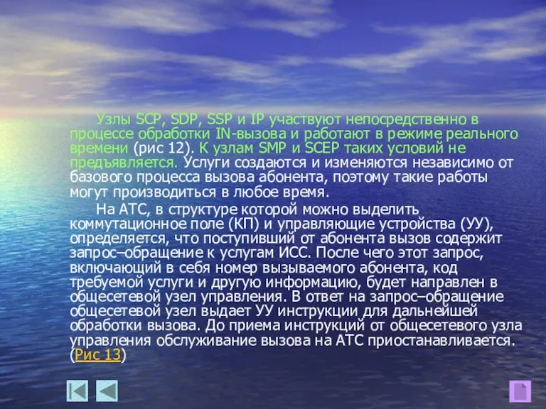 Узлы SCP, SDP, SSP и IP участвуют непосредственно в процессе