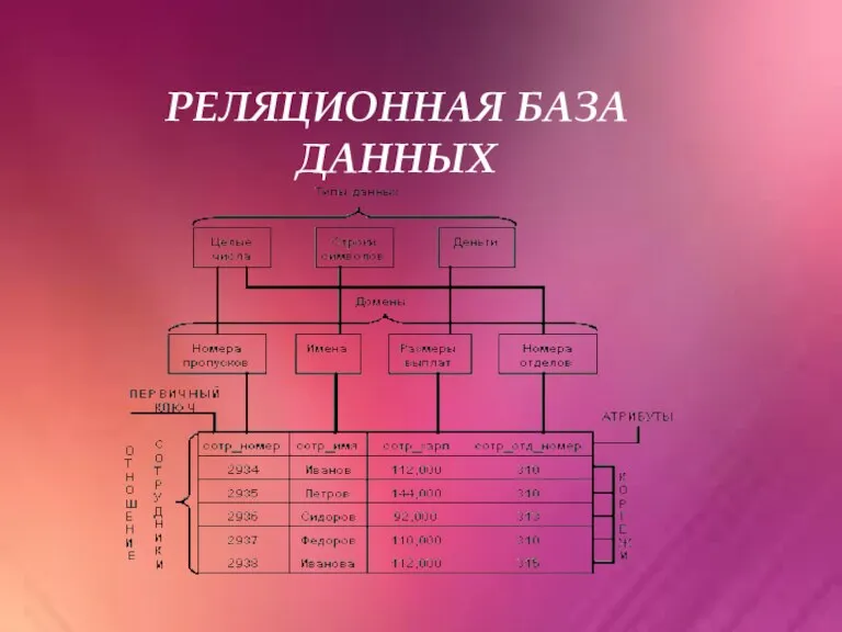 РЕЛЯЦИОННАЯ БАЗА ДАННЫХ РЕЛЯЦИОННАЯ БАЗА ДАННЫХ