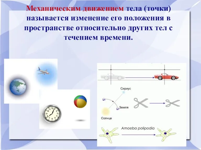 3. Механическое движение (МД) Механическим движением тела (точки) называется изменение его положения в