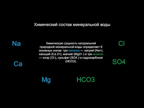 Na Ca Mg Cl SO4 HCO3 Химический состав минеральной воды